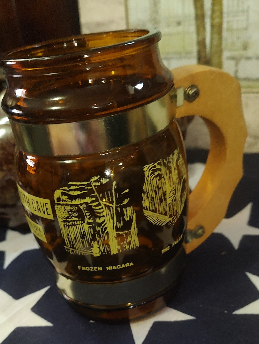 Vintage Brown Mug/Wooden Handle